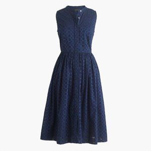 J.Crew Eyelet sleeveless Navy Blue Pockets Size 0